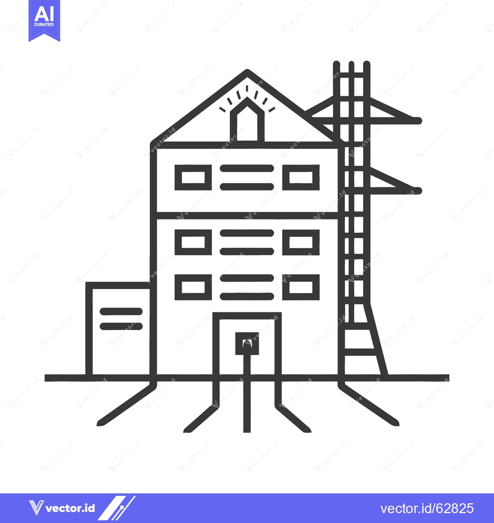 Premium Vector dari Vector graphic depiction of an office building next to a tower