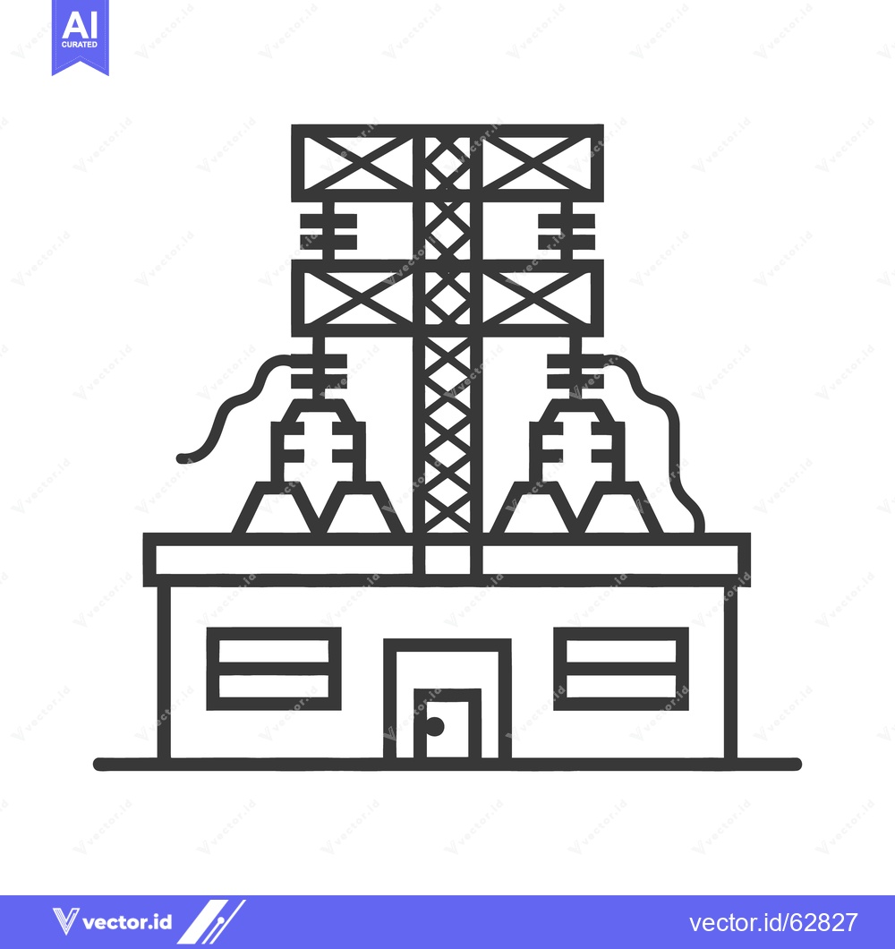 Premium Vector of An outlined illustration representing an industrial building with powe