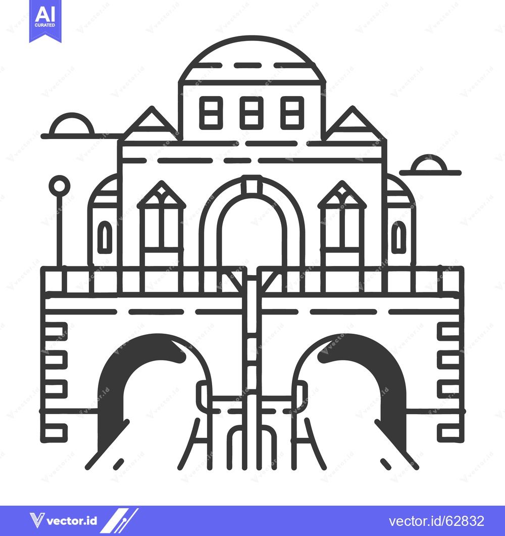 Premium Vector of An architectural illustration of a building with arched bridges and wi