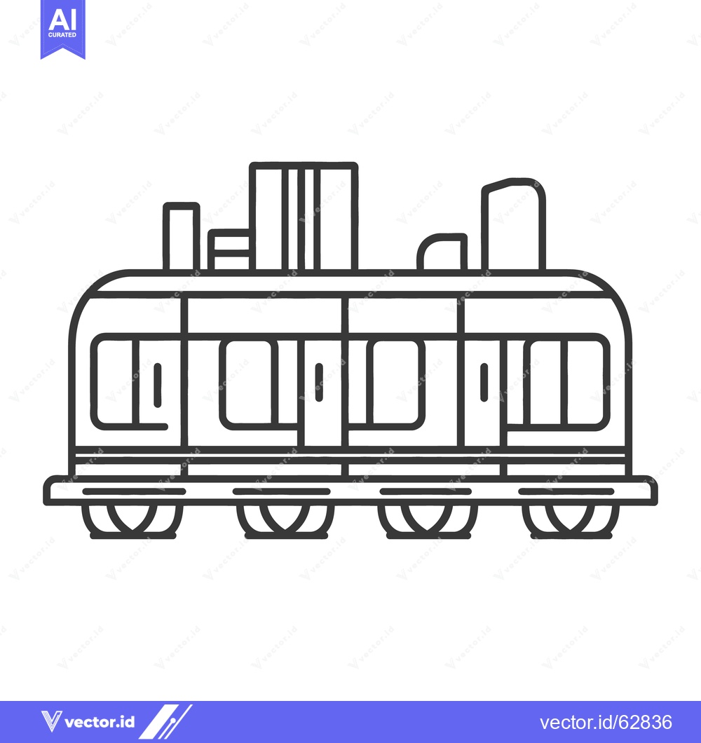 Premium Vector of Outline of a train car with several windows and doors