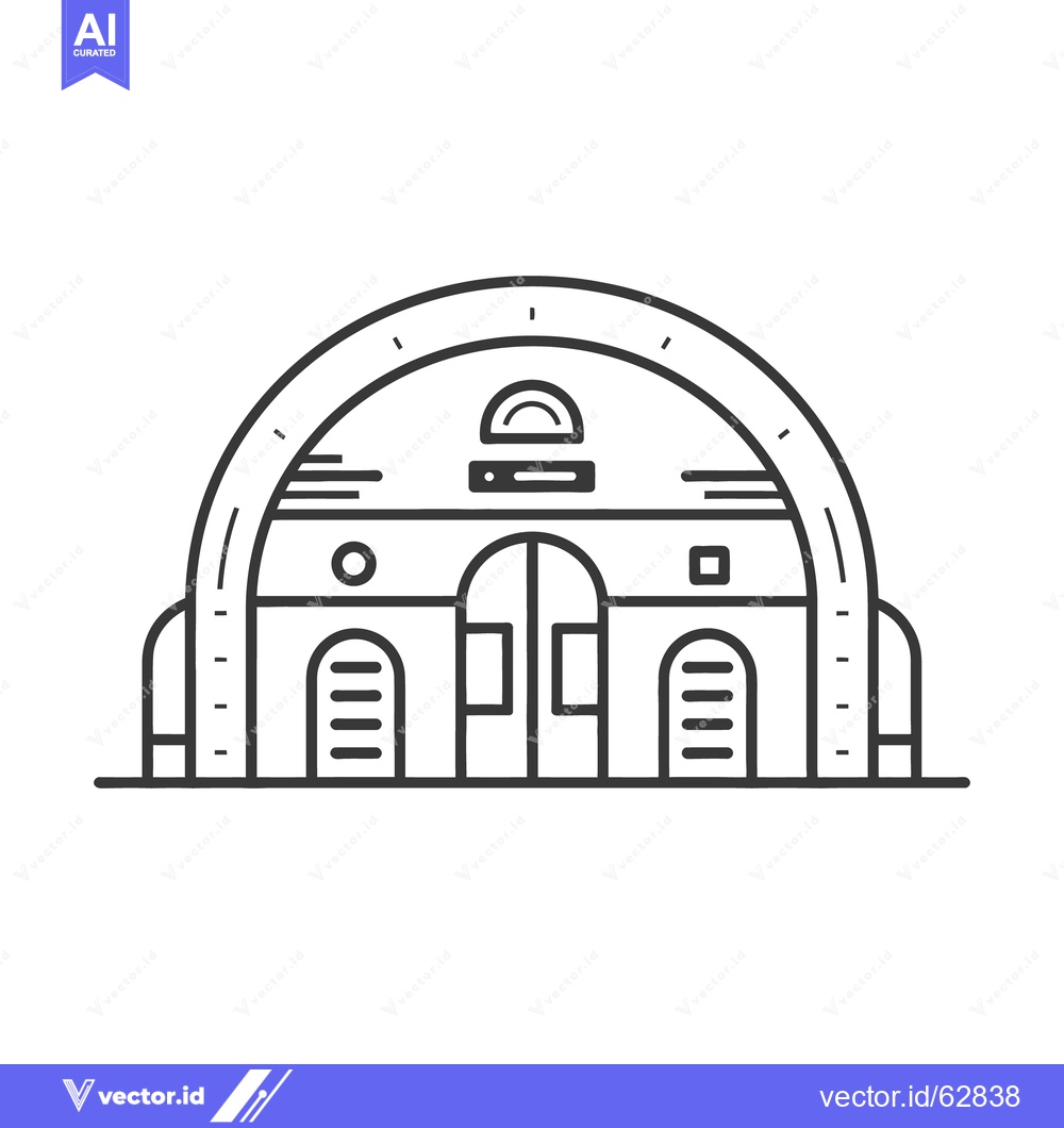 Premium Vector dari Black and white illustration of a simple arched building design