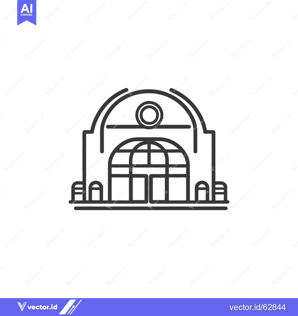 Premium Vector dari The Line Art Depicts a Building with a Rounded Roof