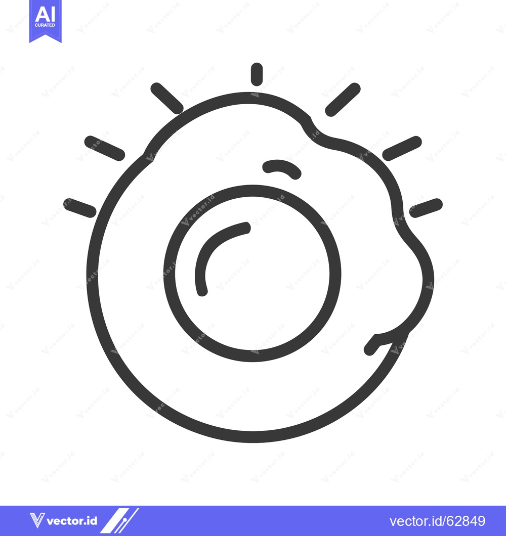 Premium Vector dari A simple black and white illustration depicting a sunny side up egg