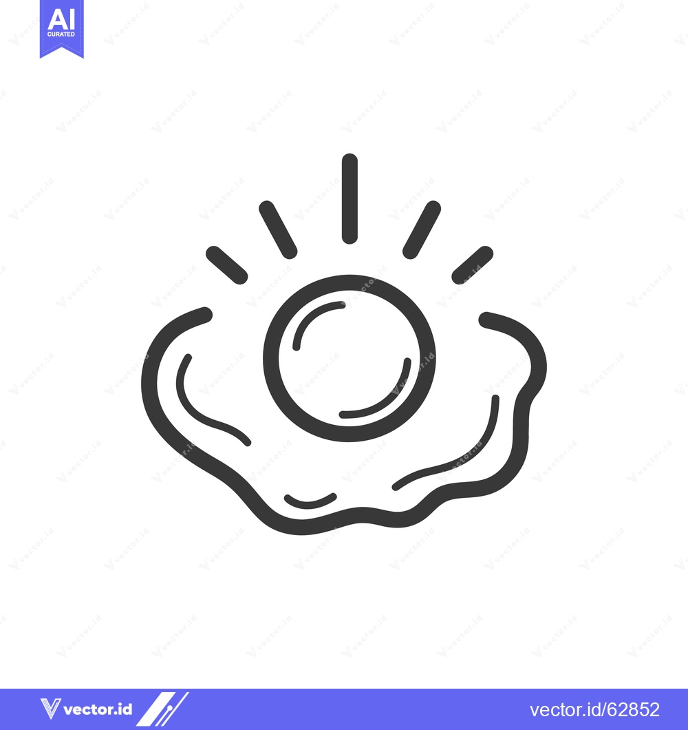 Premium Vector dari A simple line drawing illustrating a fried egg breakfast