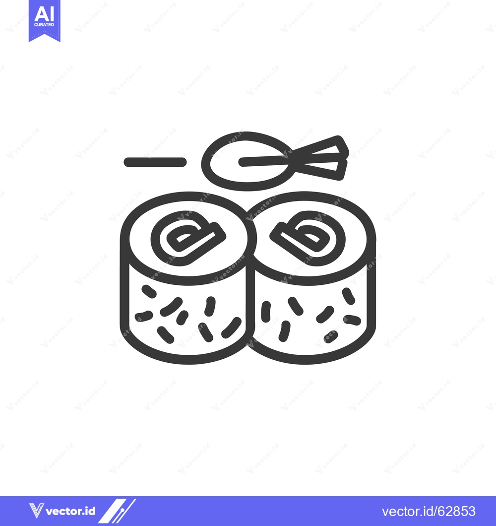 Premium Vector dari Simple black line art illustration of sushi and chopsticks