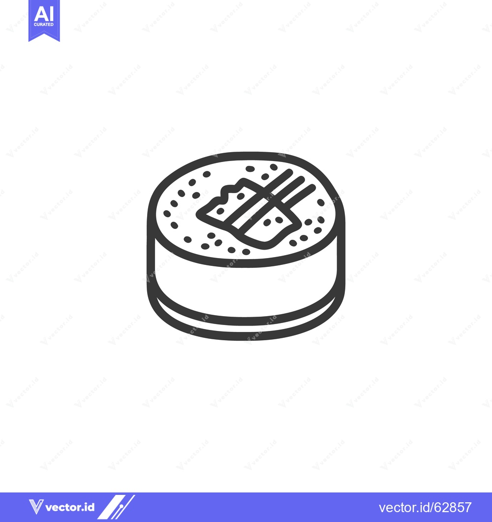 Premium Vector dari Simple line drawing of a single sushi roll on white background
