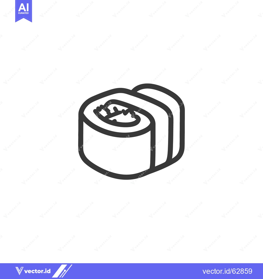 Premium Vector dari Simple black and white illustration of a single sushi roll piece