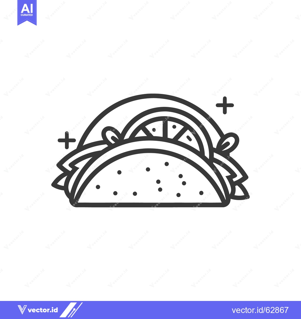 Premium Vector dari A simple monochrome illustration depicts a delicious filled taco