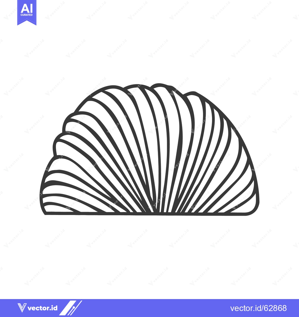 Premium Vector of A black and white artistic depiction of a clam shell