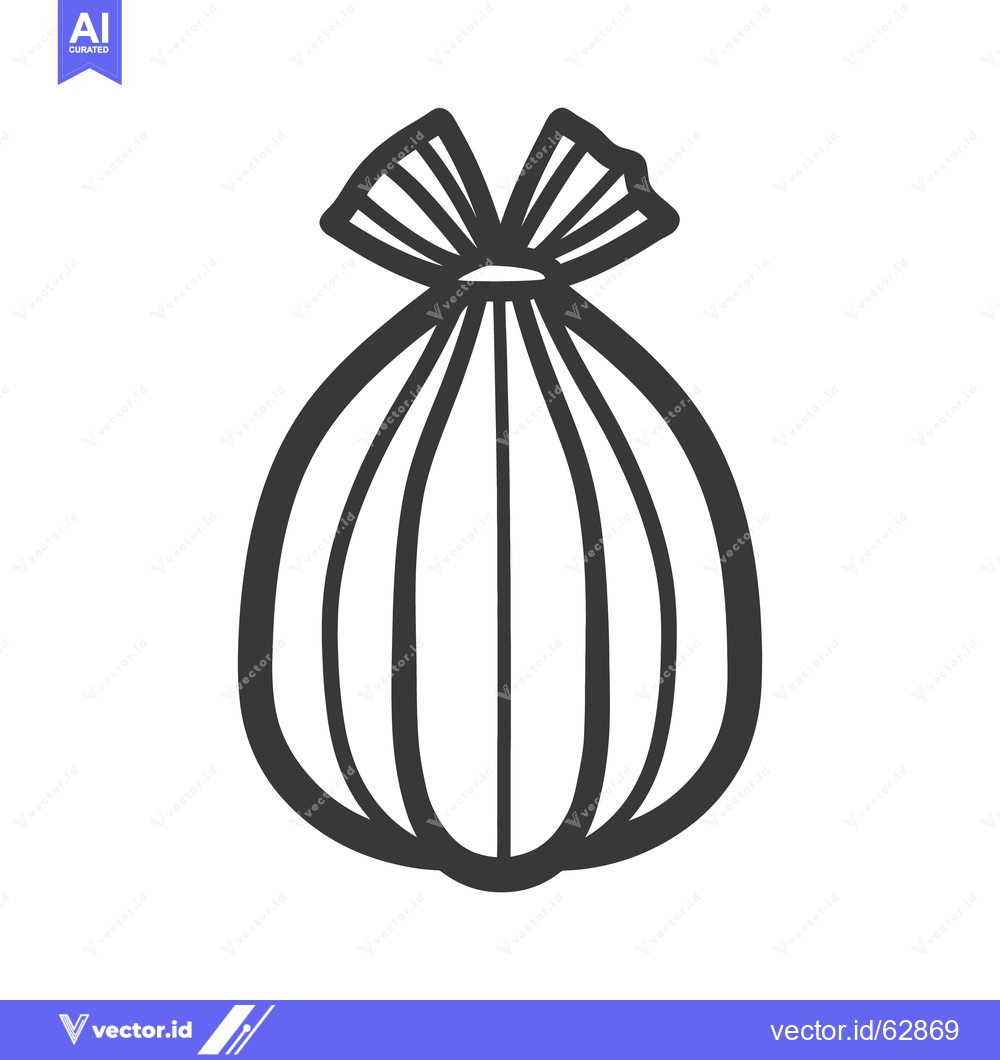Premium Vector dari Simple black and white illustration of a tied package or bag