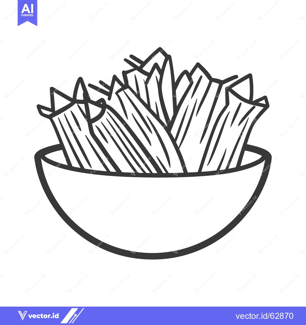 Premium Vector dari A Simple Line Drawing Depicting A Bowl Full Of Food
