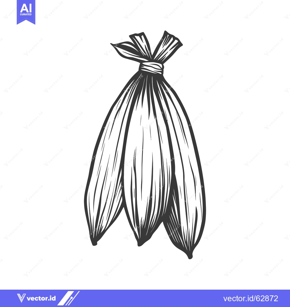 Premium Vector dari A detailed black and white illustration of a tied sack