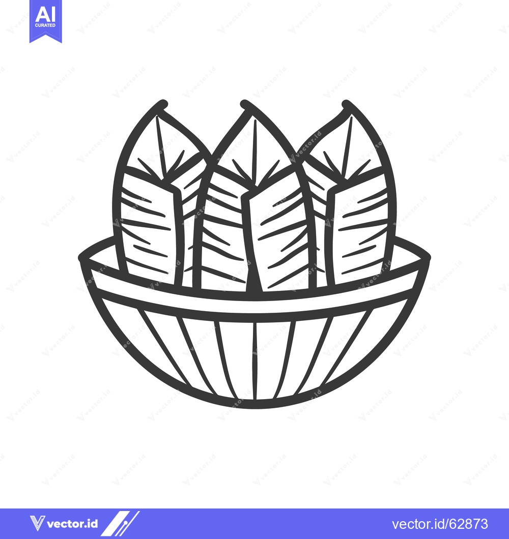 Premium Vector of A stylized black and white illustration of three leaf shapes