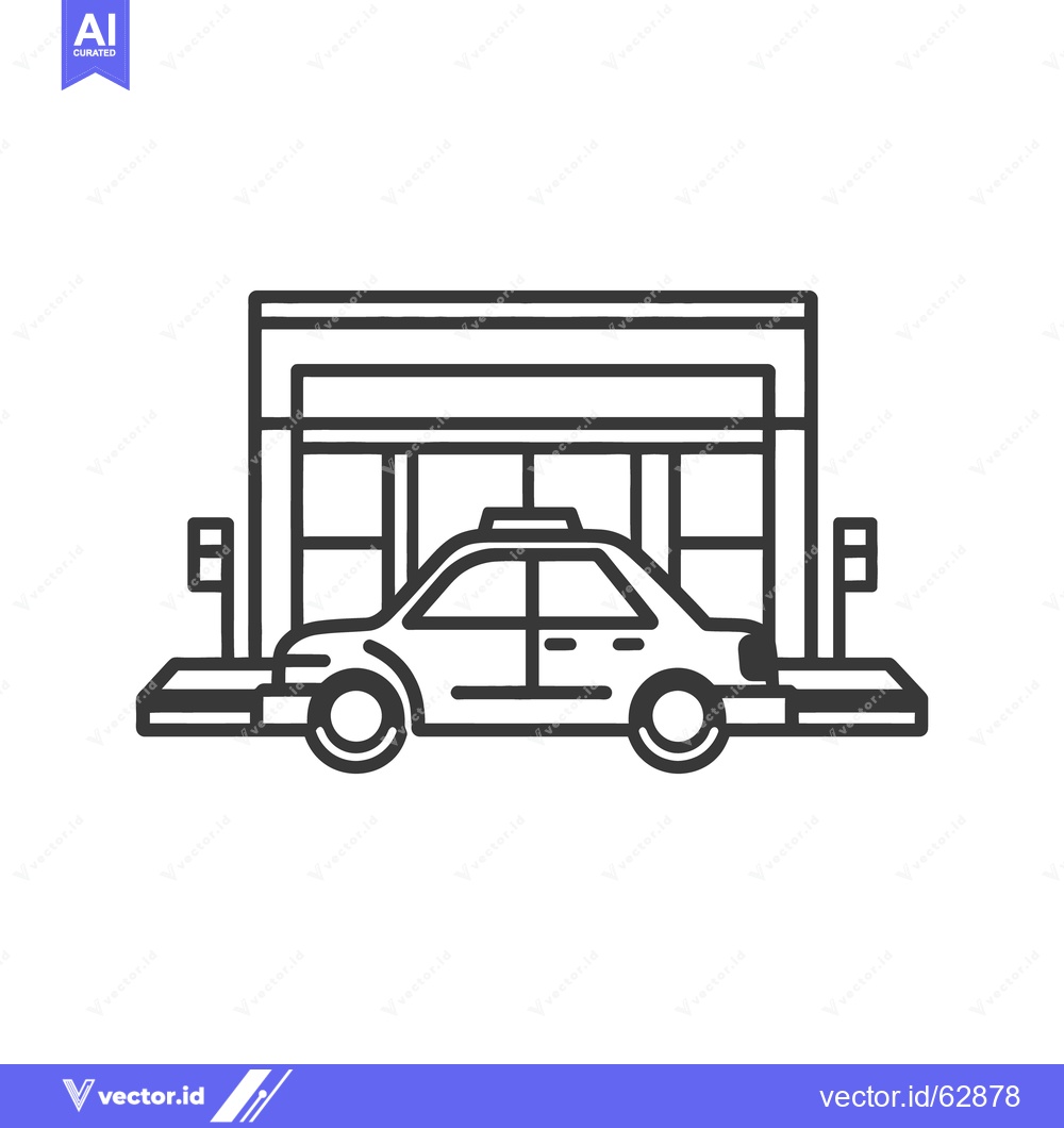 Premium Vector dari A taxi cab parked in front of a modern building