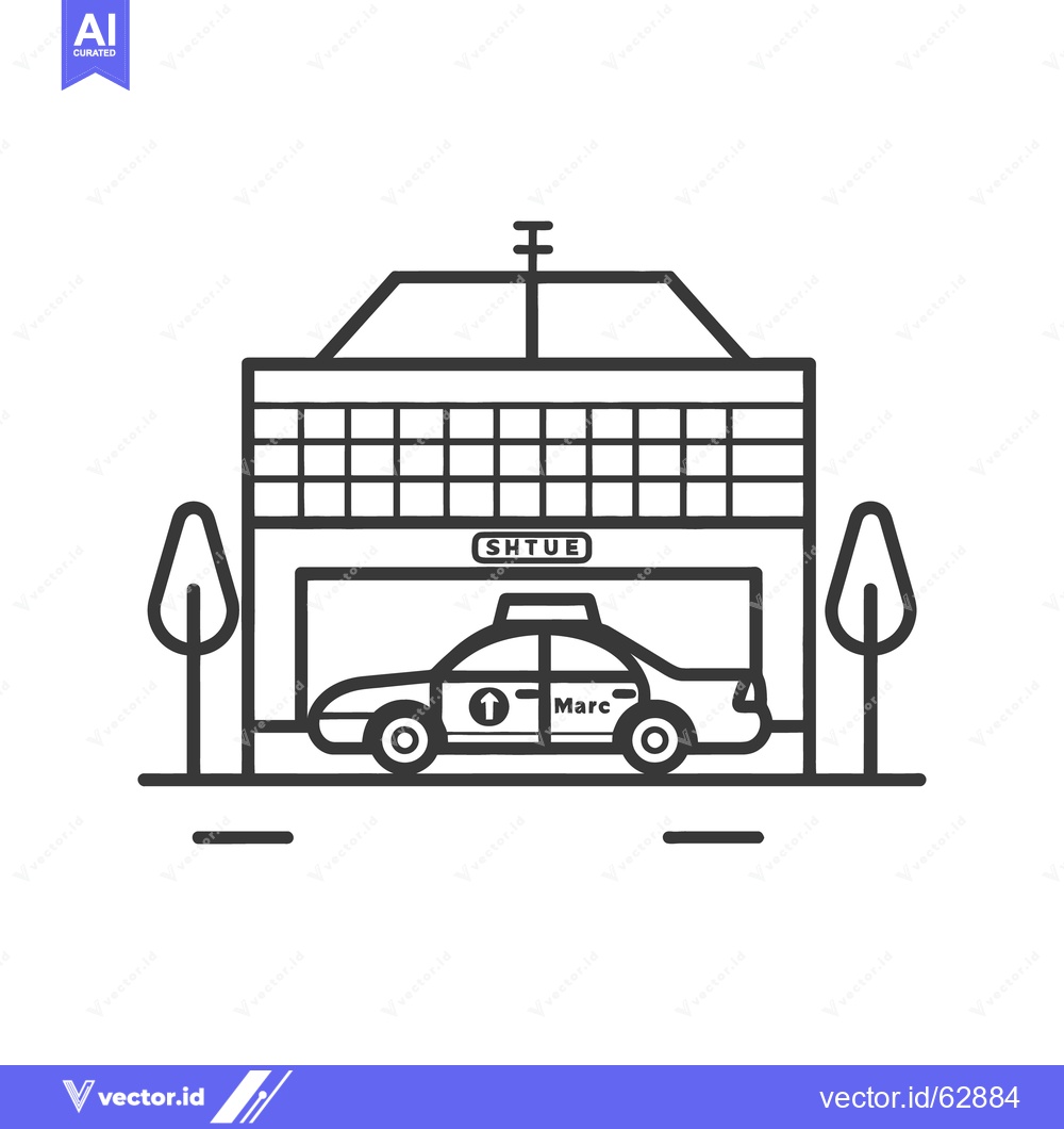 Premium Vector dari A simple illustration showing a taxi car at a transportation depot