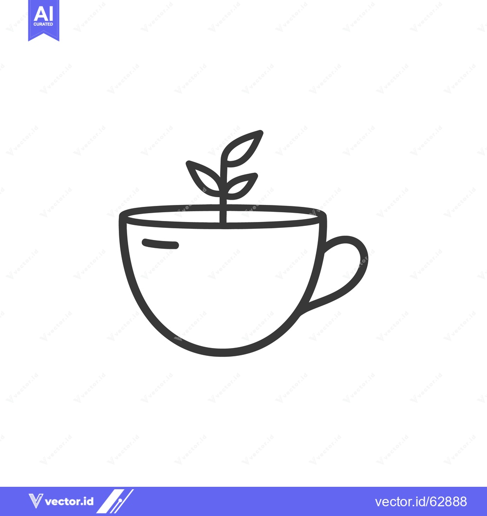Premium Vector of A cup of tea with a small growing plant inside