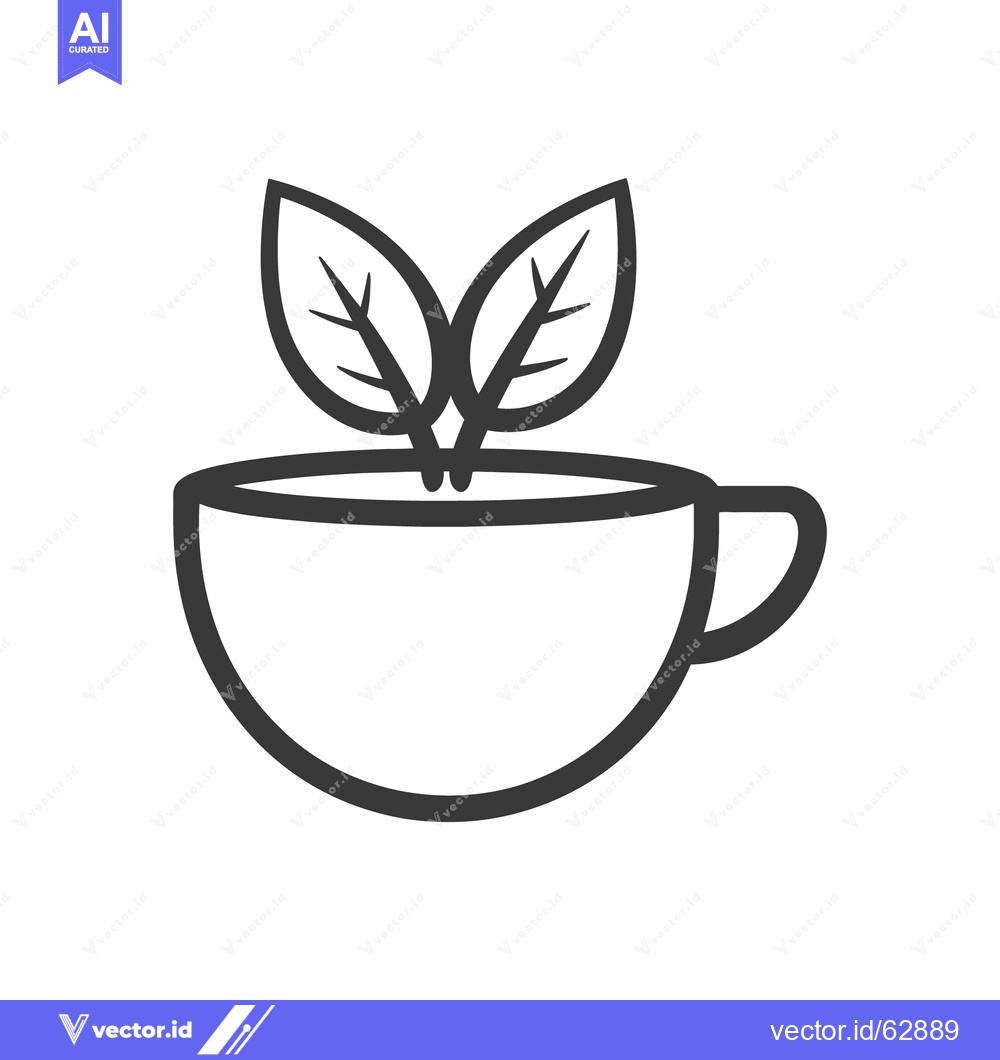 Premium Vector dari Two green leaves emerging from a simple coffee cup design
