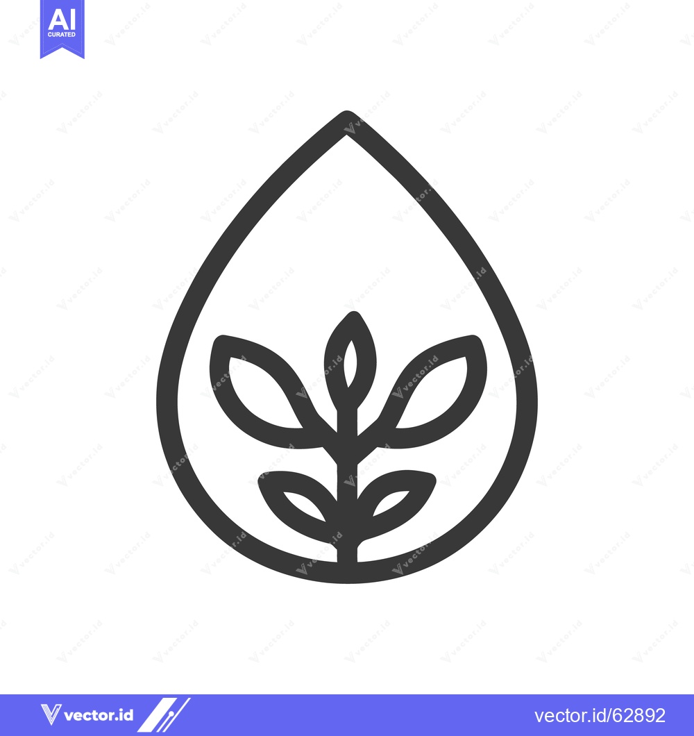 Premium Vector of A simple black and white stylized water drop with plant symbol