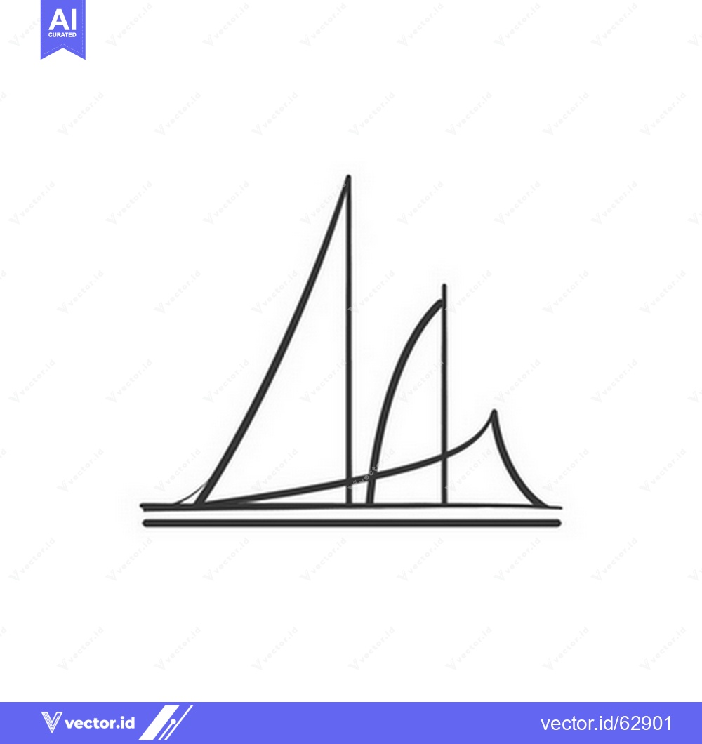 Premium Vector dari Simple stylized illustration depicting several boat sails and hull lin