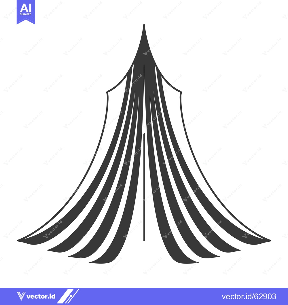 Premium Vector dari A stylized black and white illustration of a circus tent structure