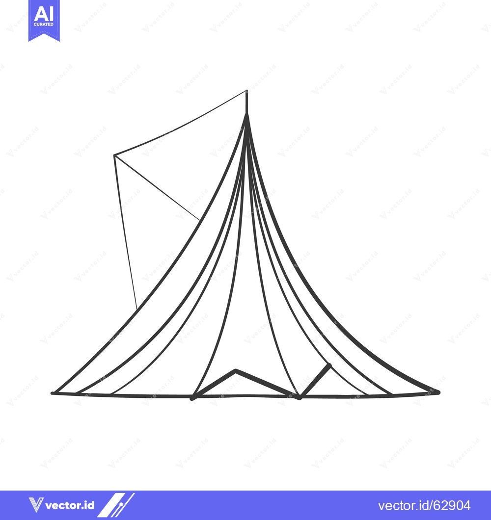 Premium Vector of Simple black line drawing of a camping tent structure