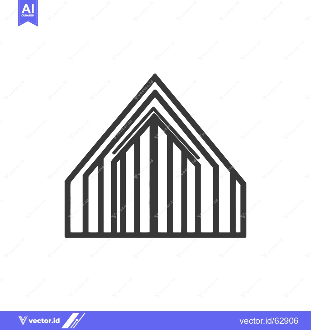 Premium Vector of Geometric image of a building structure with symmetrical roof lines