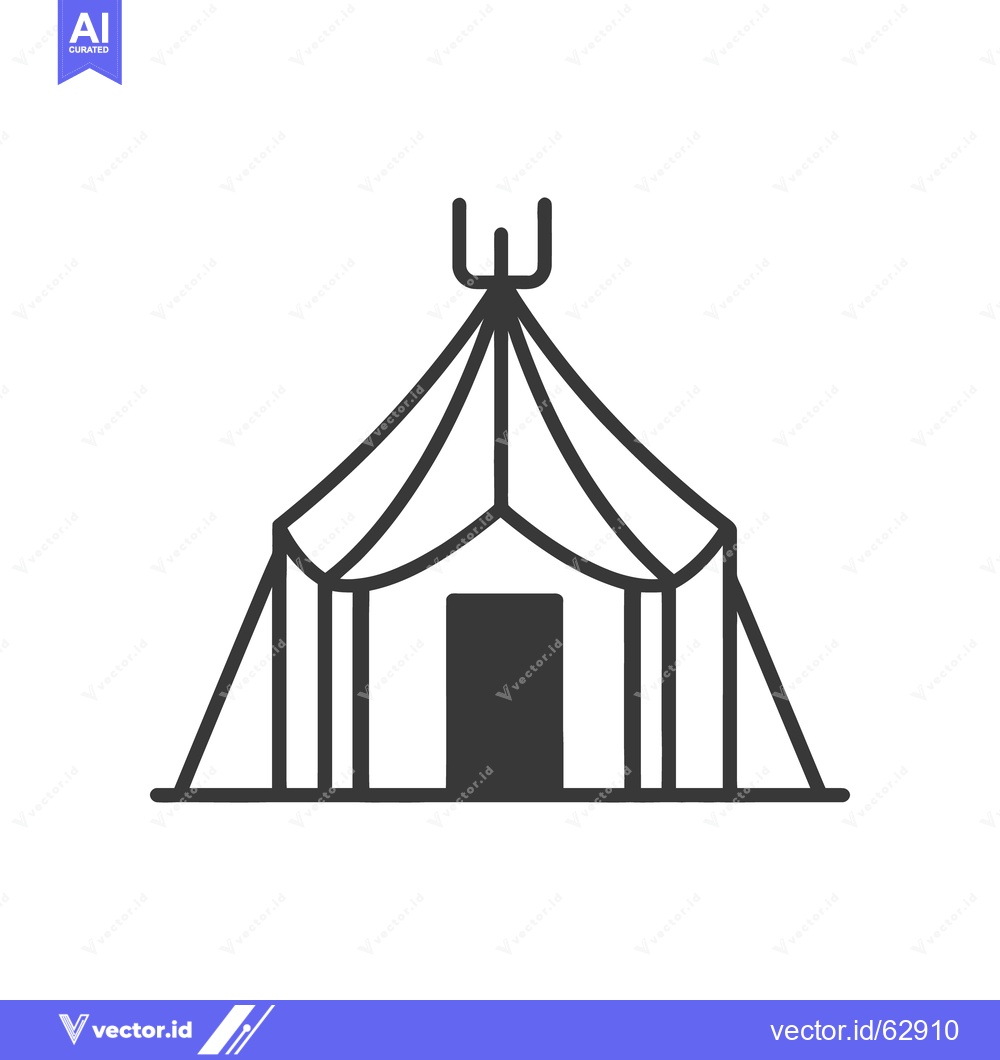 Premium Vector of A simple graphic illustration of a tent with door and poles