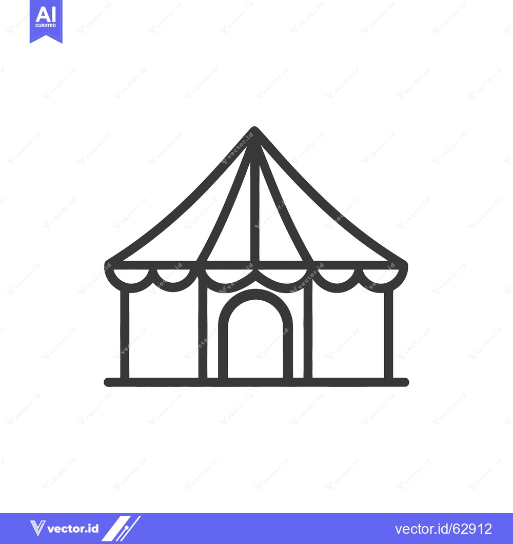 Premium Vector of Simple line drawing of a classic circus tent on white background