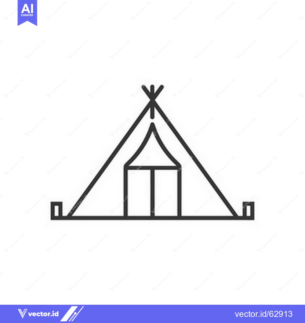 Premium Vector of A simple black and white line drawing of a tent