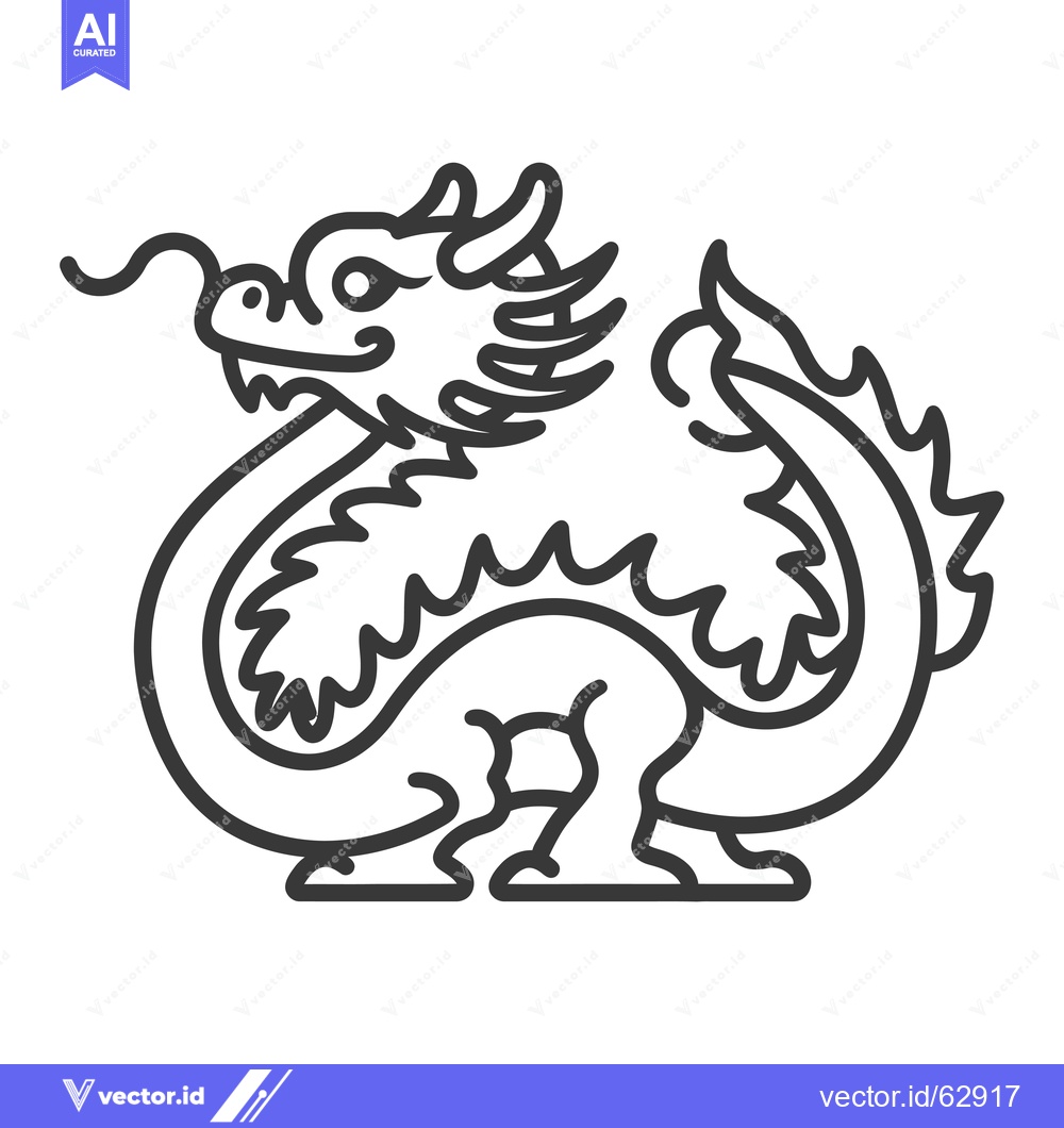 Premium Vector dari Line Art Illustration of a Chinese Dragon