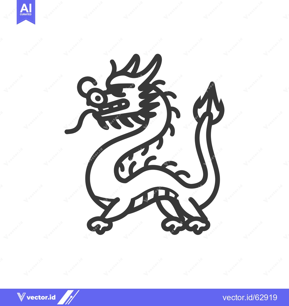 Premium Vector of A line drawing of a Chinese dragon in a standing pose