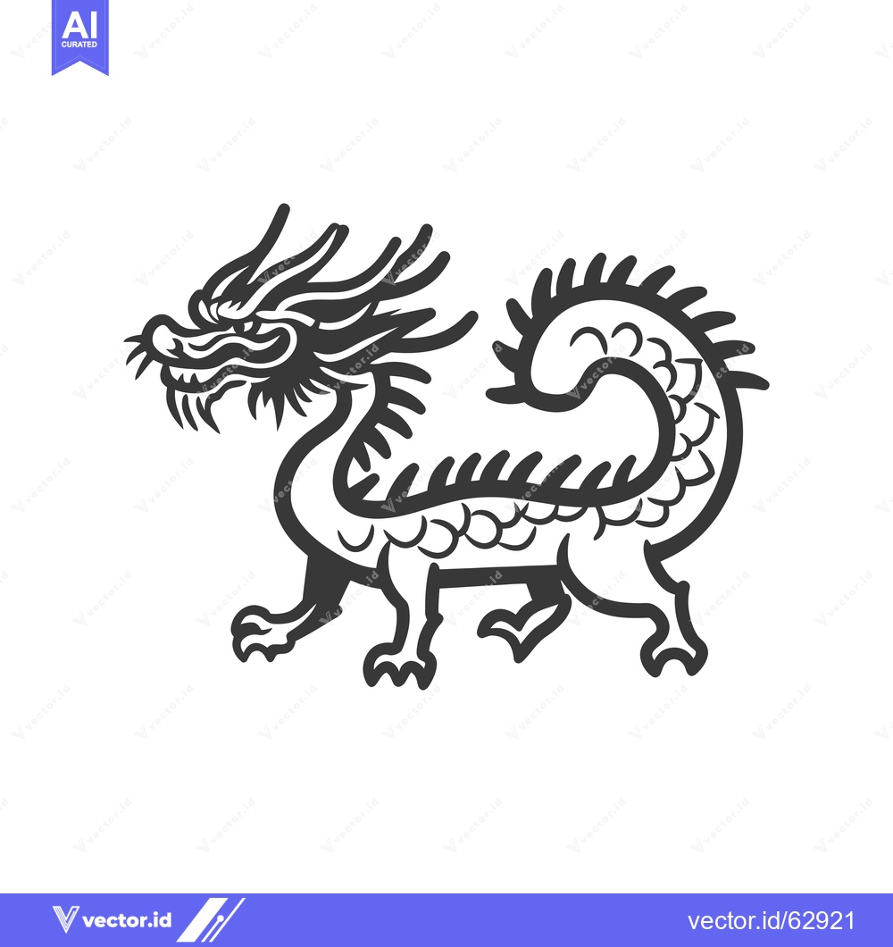 Premium Vector of Black and White Illustration of a Traditional Chinese Dragon