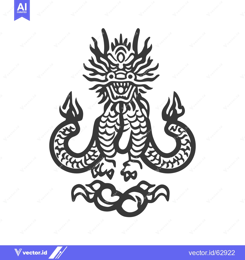 Premium Vector dari Black and White Illustration of a Chinese Dragon
