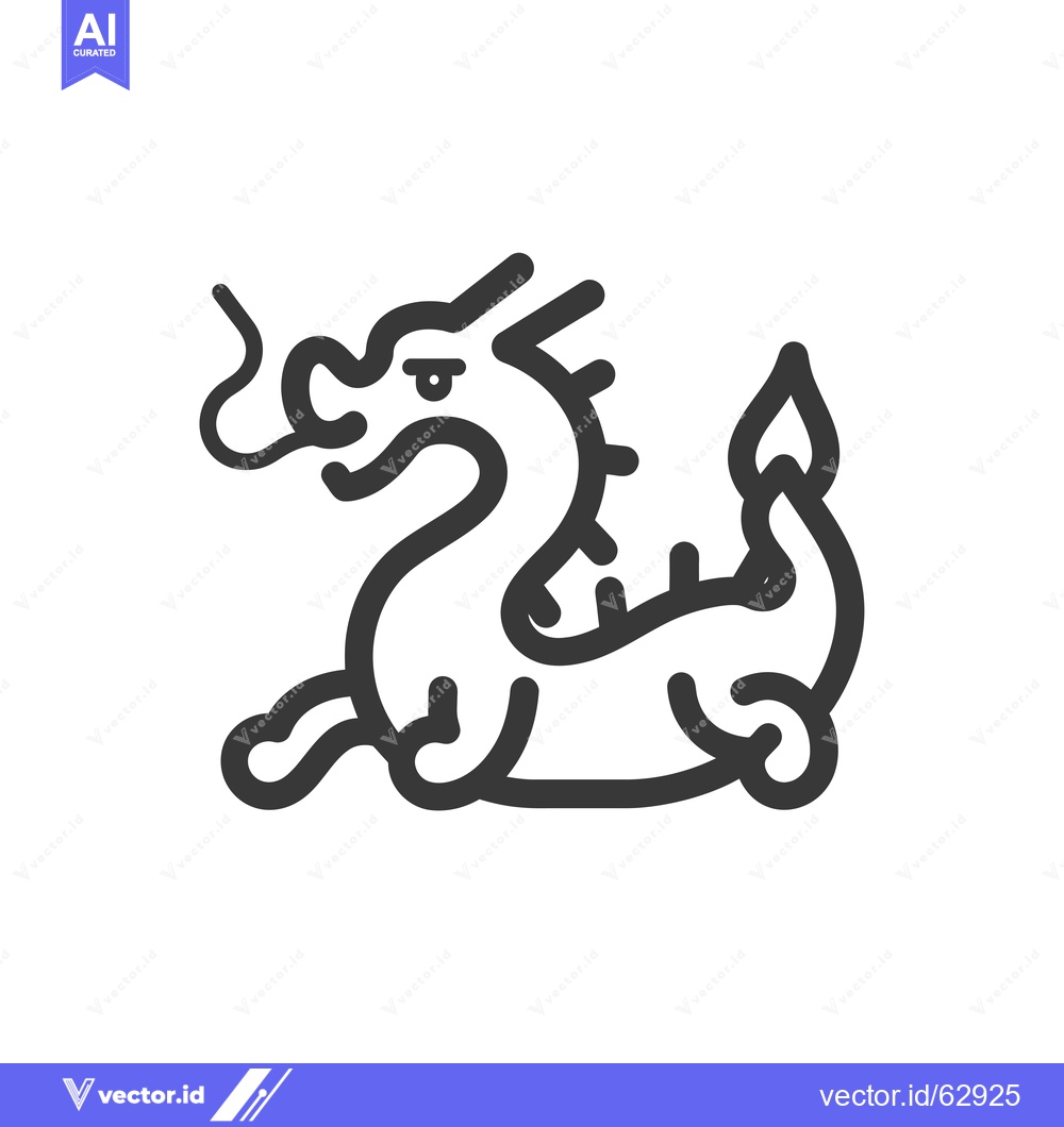 Premium Vector of Line Art Illustration of a Sitting Dragon