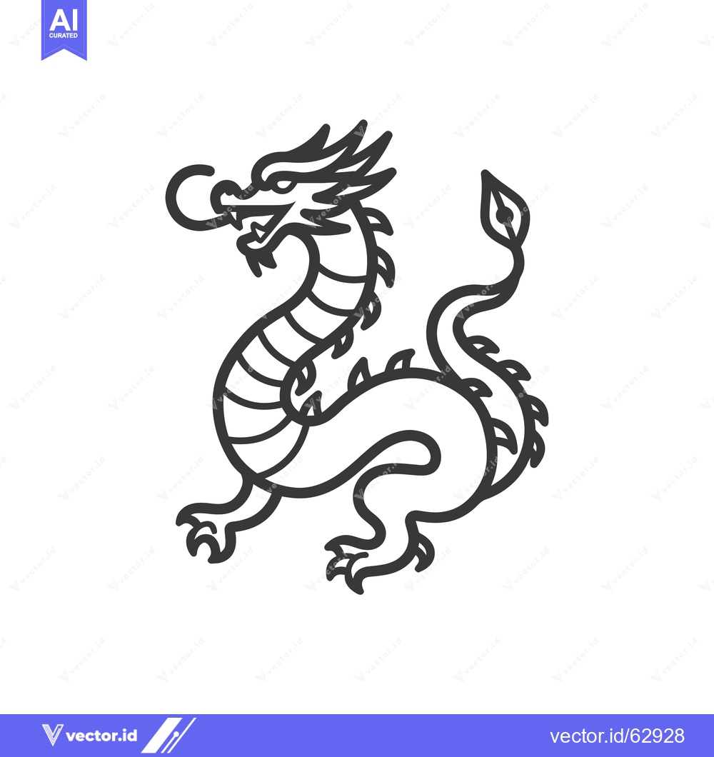 Premium Vector dari Line Art Illustration of a Chinese Dragon