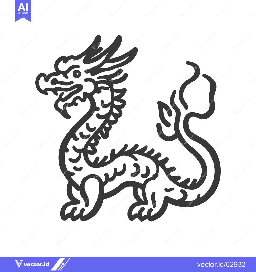 Premium Vector of Hand-drawn illustration of a black and white Chinese dragon