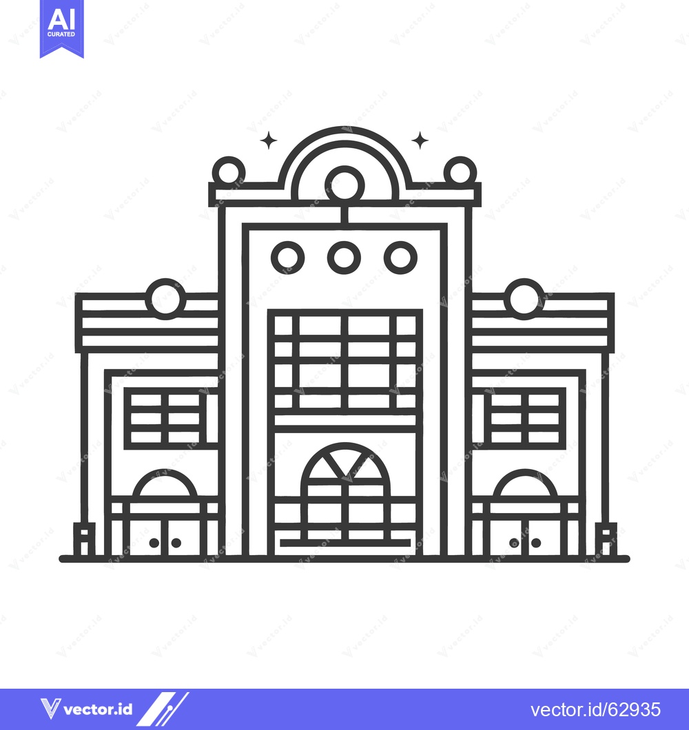 Premium Vector dari A stylized black and white illustration depicting a building structure