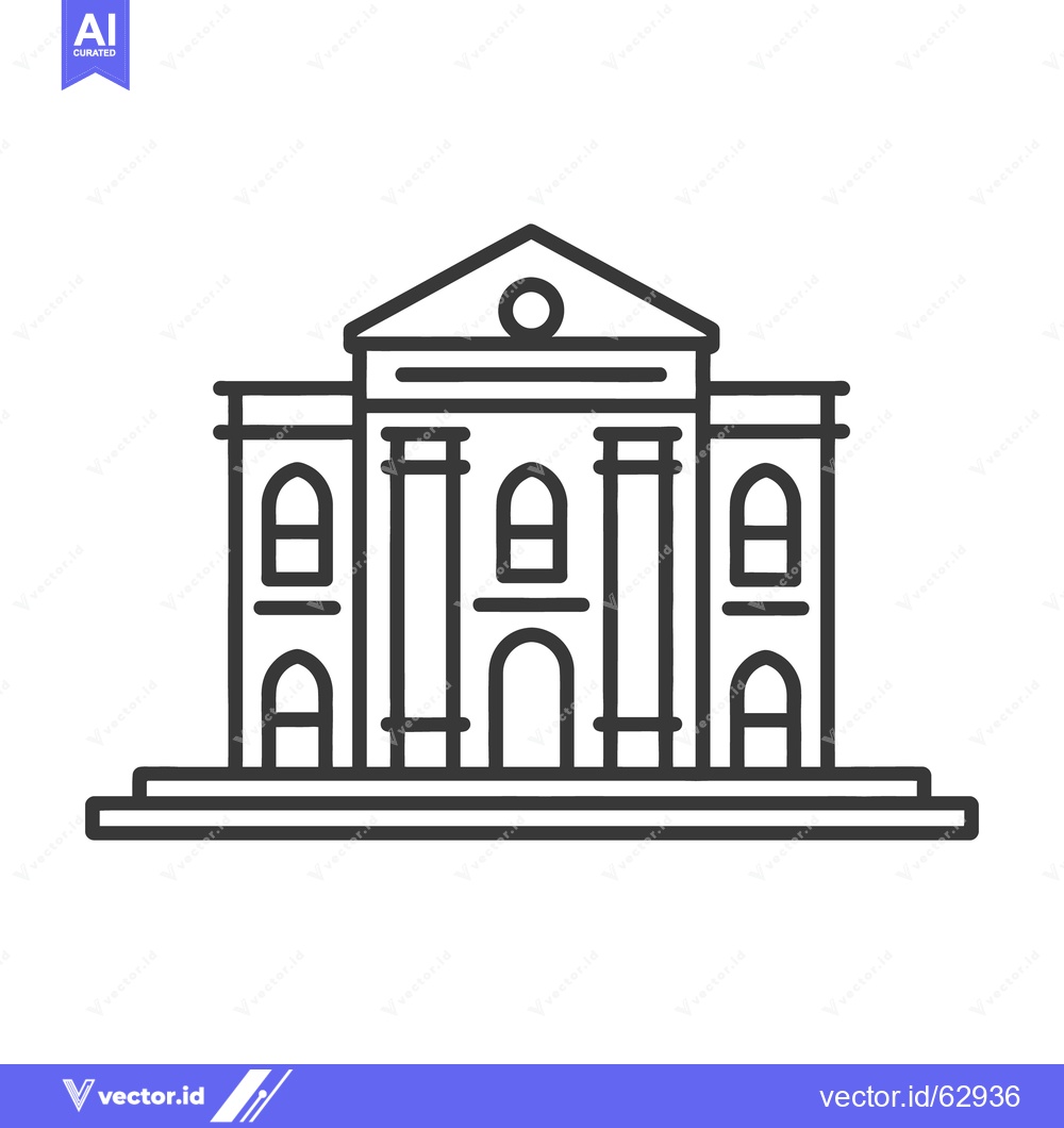 Premium Vector dari A classic building with a triangular roof and multiple columns