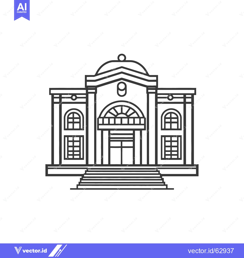 Premium Vector dari A simplified black and white architectural illustration of a building