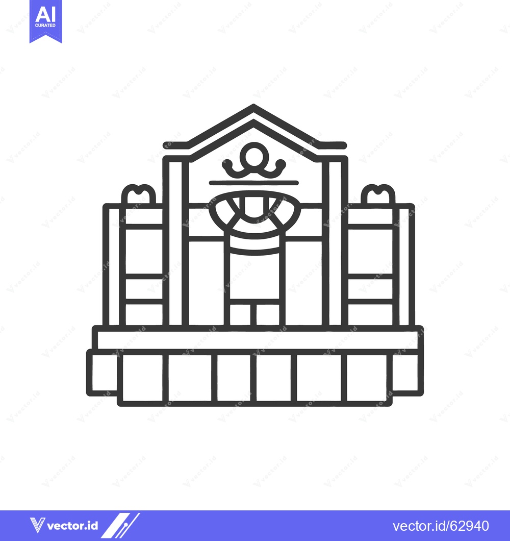 Premium Vector of Linear architectural illustration depicting a detailed building facade