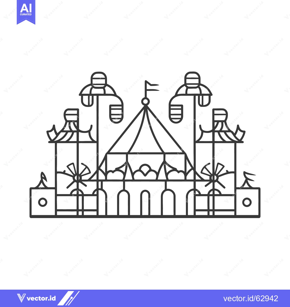 Premium Vector dari A minimalistic line drawing depicting a carnival attraction scene