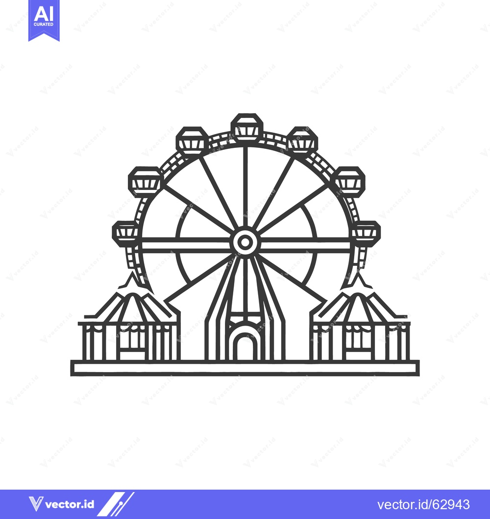 Premium Vector dari An illustration depicts a large carnival ferris wheel and its tents