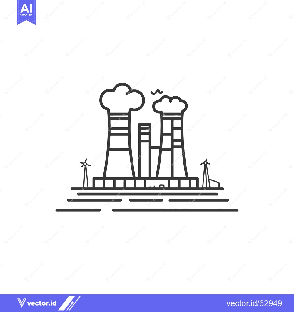 Premium Vector of An illustrated black and white depiction of a power plant
