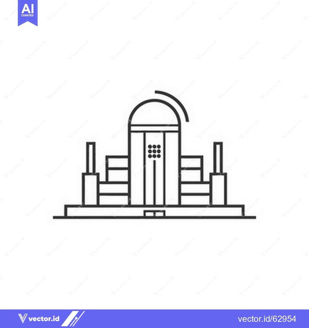 Premium Vector dari Abstract line art depicts a building with arch and columns
