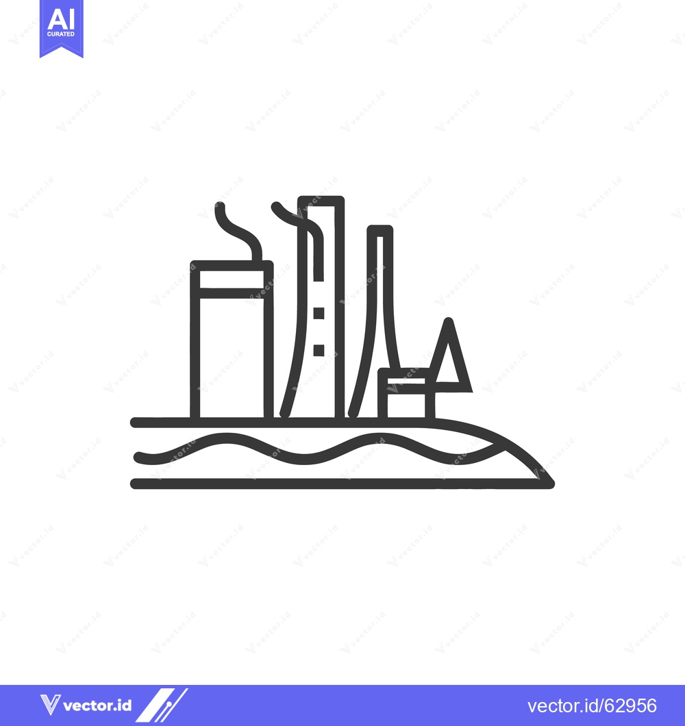Premium Vector dari An industrial cityscape illustration depicting factories and smokestac