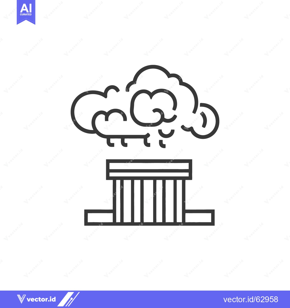 Premium Vector of A stylised line art illustration of a building with rain cloud