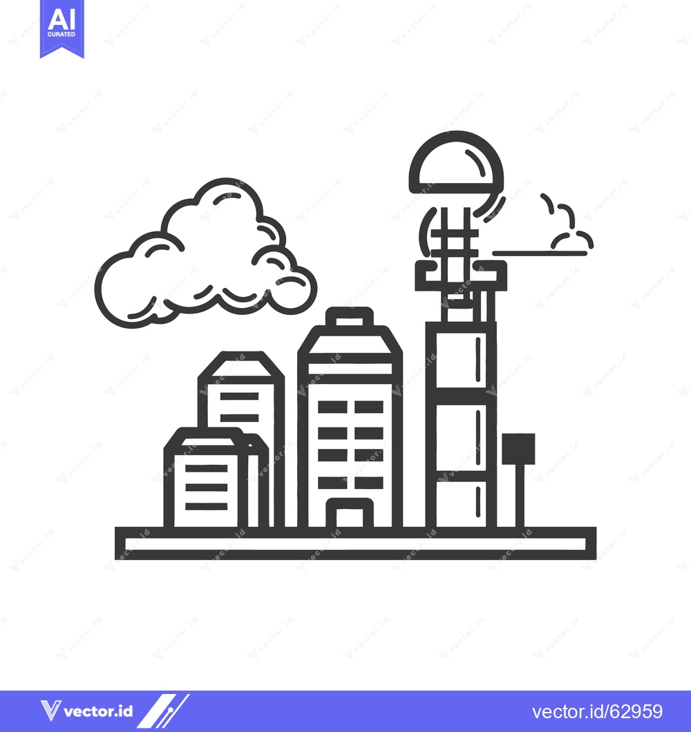 Premium Vector dari An illustrated depiction of a cityscape with clouds in the sky