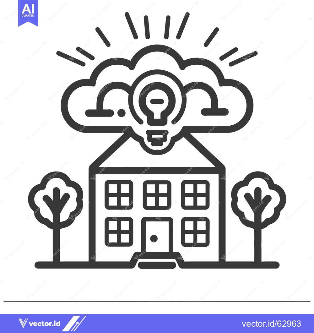 Premium Vector dari An illustrated house has a bright lightbulb above it