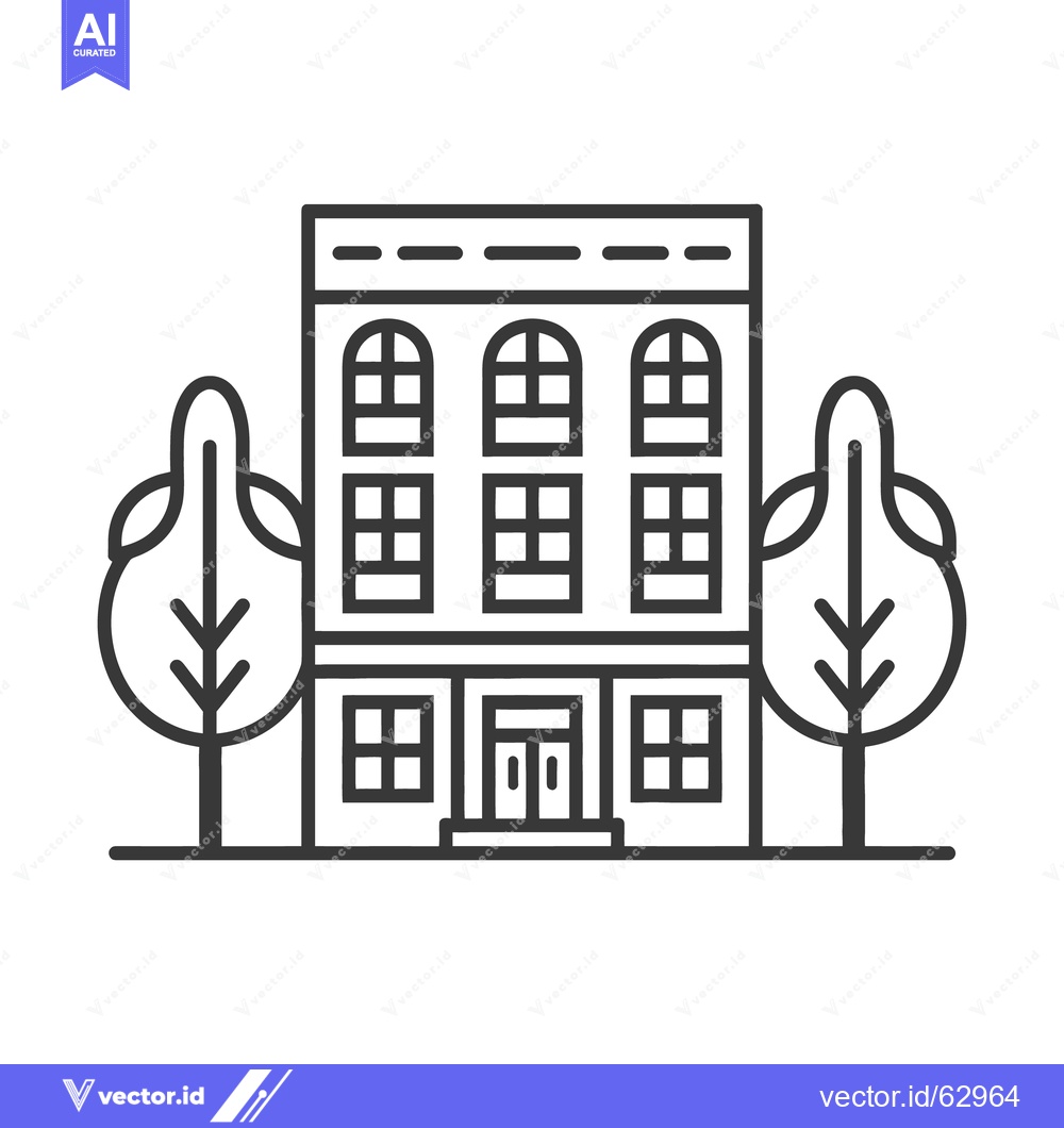 Premium Vector dari A simplistic illustration depicting a building facade with trees