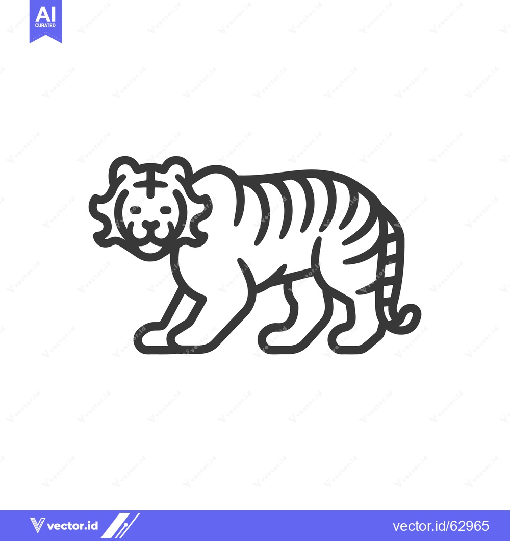 Premium Vector dari A stylized graphic depiction of a walking tiger animal